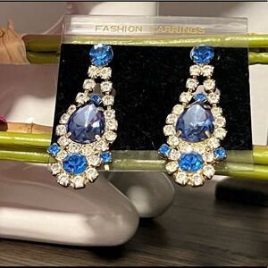 Vintage Blue Rhinestone Chandelier Earrings Classic
Glam Statement
